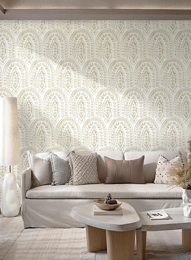 Micpolo Boho Peel and Stick Wallpaper Removable Wall Paper Neutral Contact Paper Removable Peel and Stick Brown and White Self-Adhesive Wallpaper for Bathroom Bedroom Kitchen Wall Decor 17.3" x 118" - Image 5